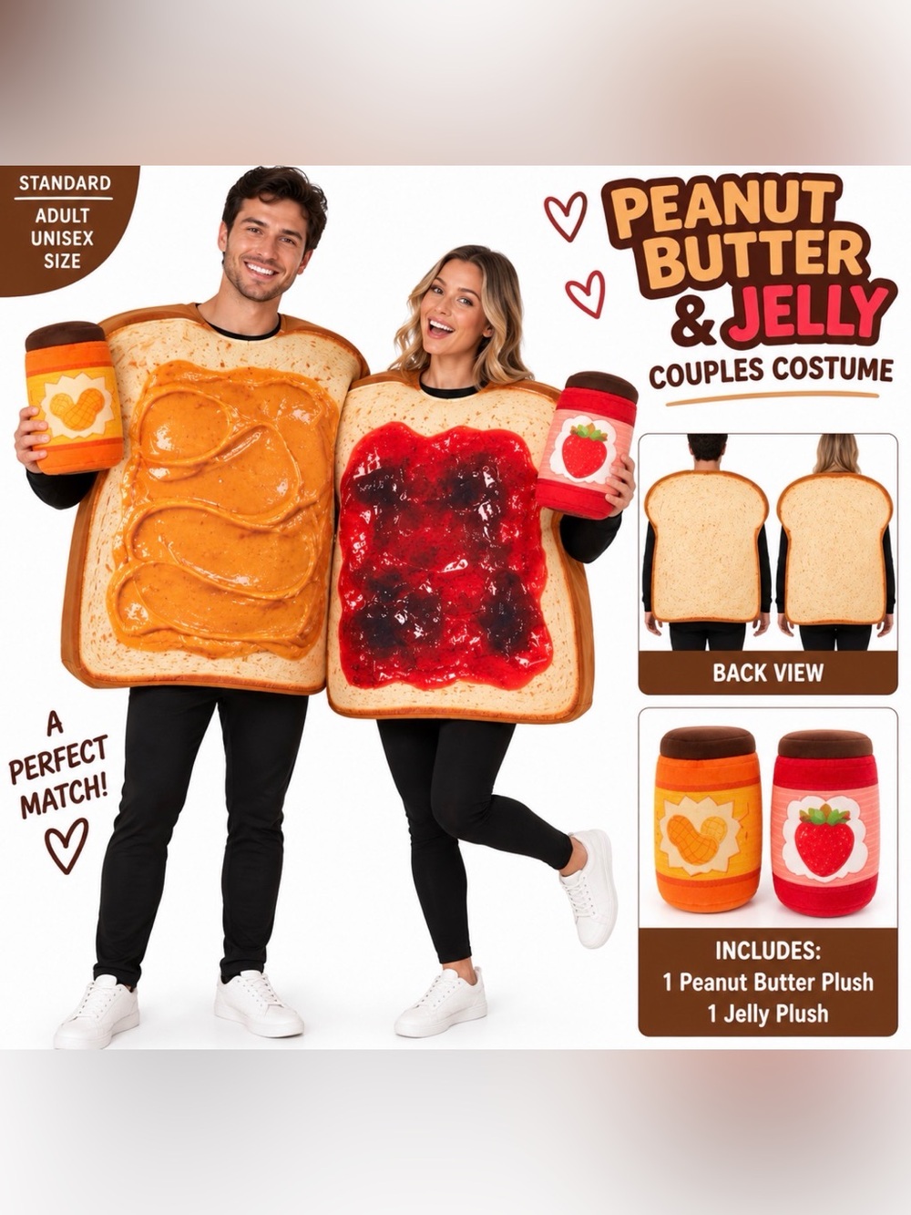 Peanut Butter & Jelly Couples Halloween Costume Adult Unisex Standard PB&J